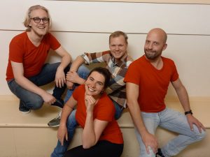 Onze spelers: Christel, Teun, Erik en Rutger